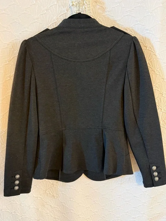 INC International Concepts Petite Dark Gray Buttoned Collar Jacket P 17” L 25” - Picture 5 of 7